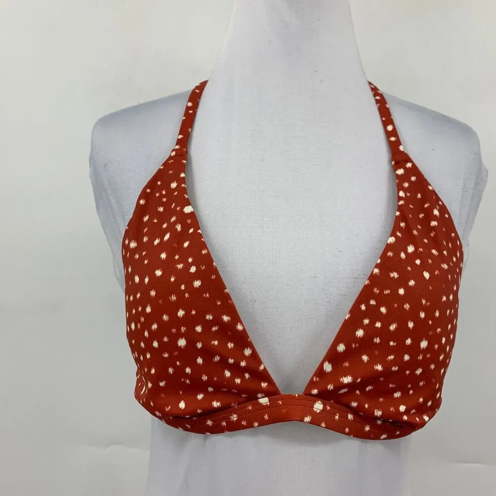 Chelsea28 Red Elevated Triangle Bikini Top Womens M Medium Padded Halter Tie